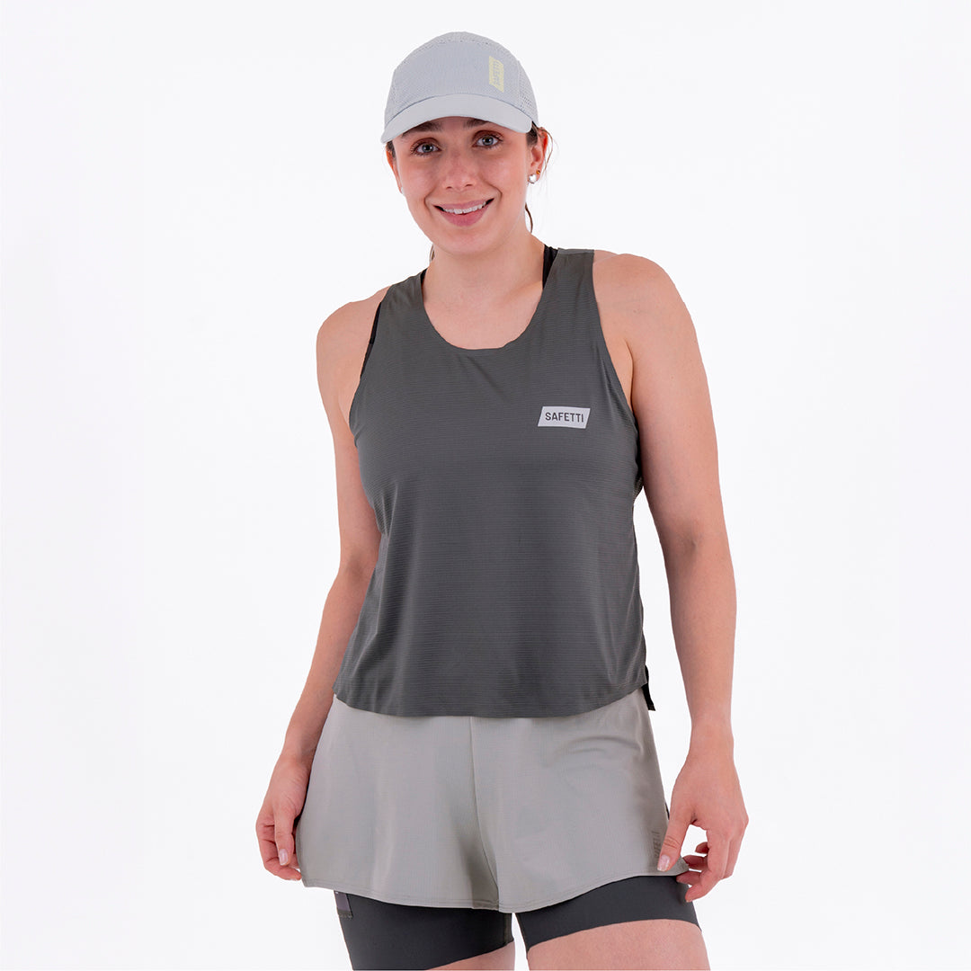 CAMISETA RUNNING MANGA SISA LEVIT GRIS PARA MUJER