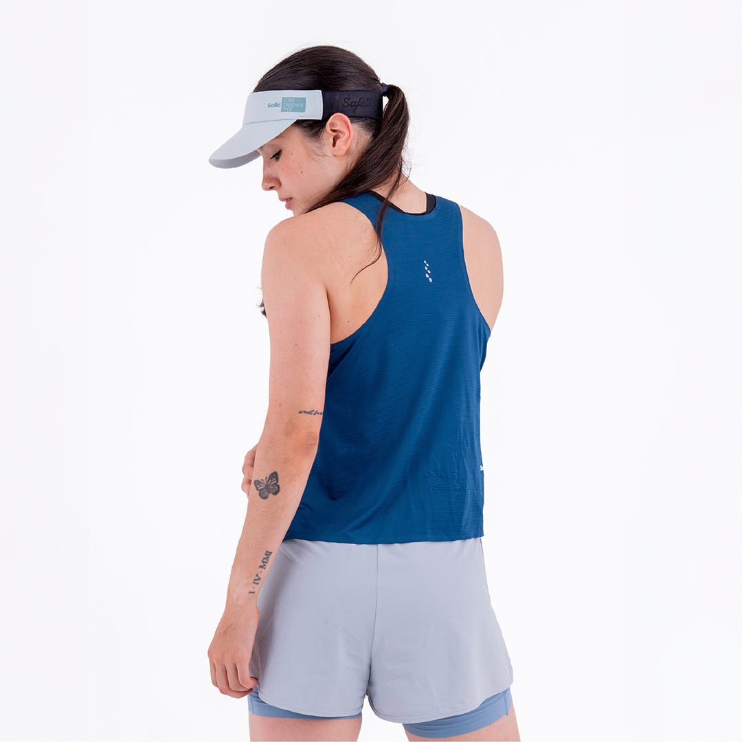 CAMISETA RUNNING MANGA SISA LEVIT AZUL OSCURO PARA MUJER