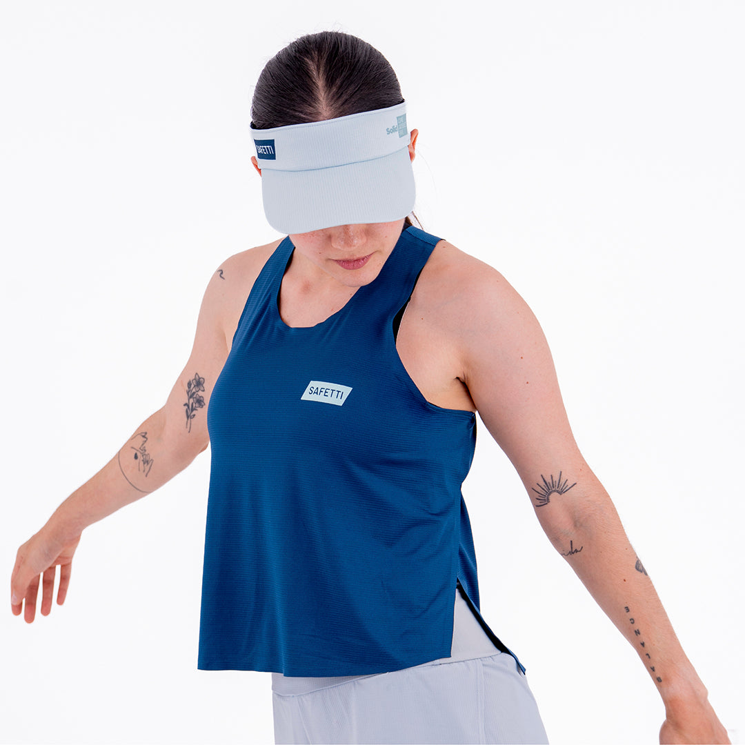 CAMISETA RUNNING MANGA SISA LEVIT AZUL OSCURO PARA MUJER