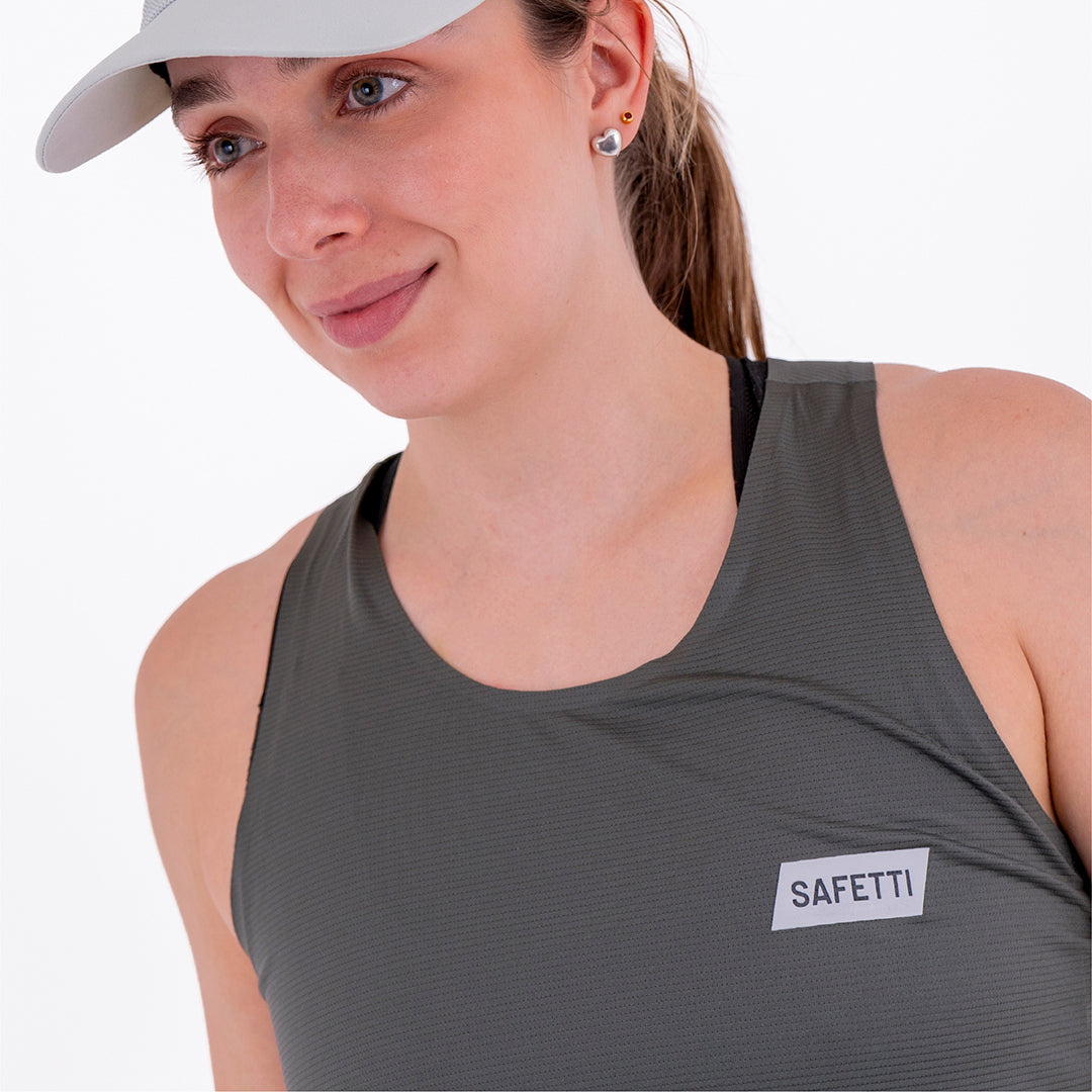 CAMISETA RUNNING MANGA SISA LEVIT GRIS PARA MUJER