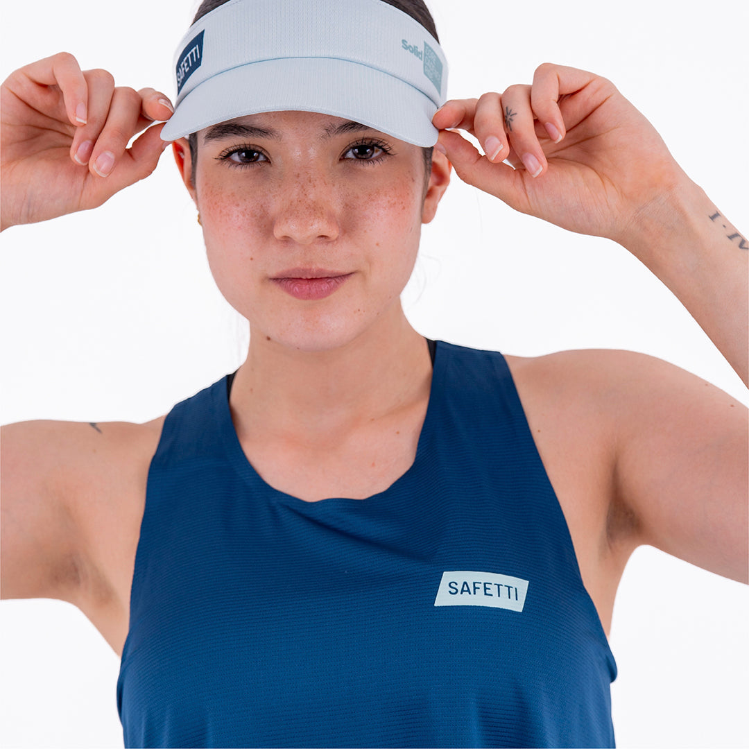 CAMISETA RUNNING MANGA SISA LEVIT AZUL OSCURO PARA MUJER