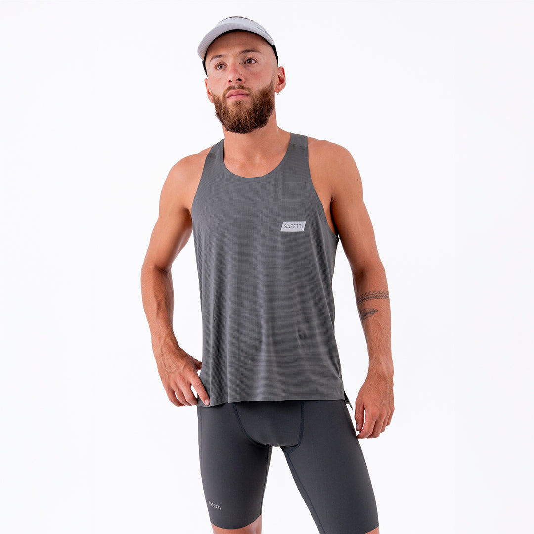 CAMISETA RUNNING MANGA SISA LEVIT GRIS PARA HOMBRE