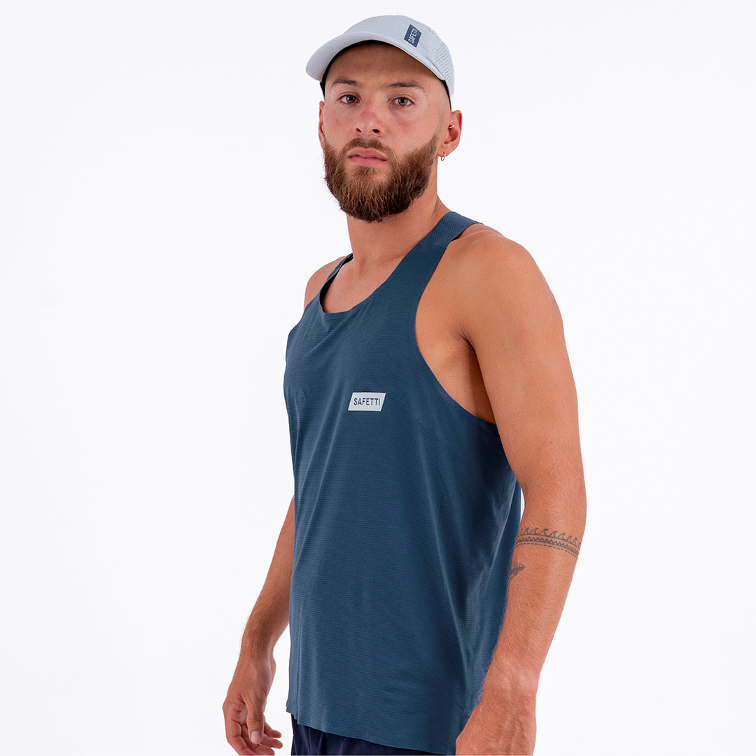 CAMISETA RUNNING MANGA SISA LEVIT AZUL OSCURO PARA HOMBRE
