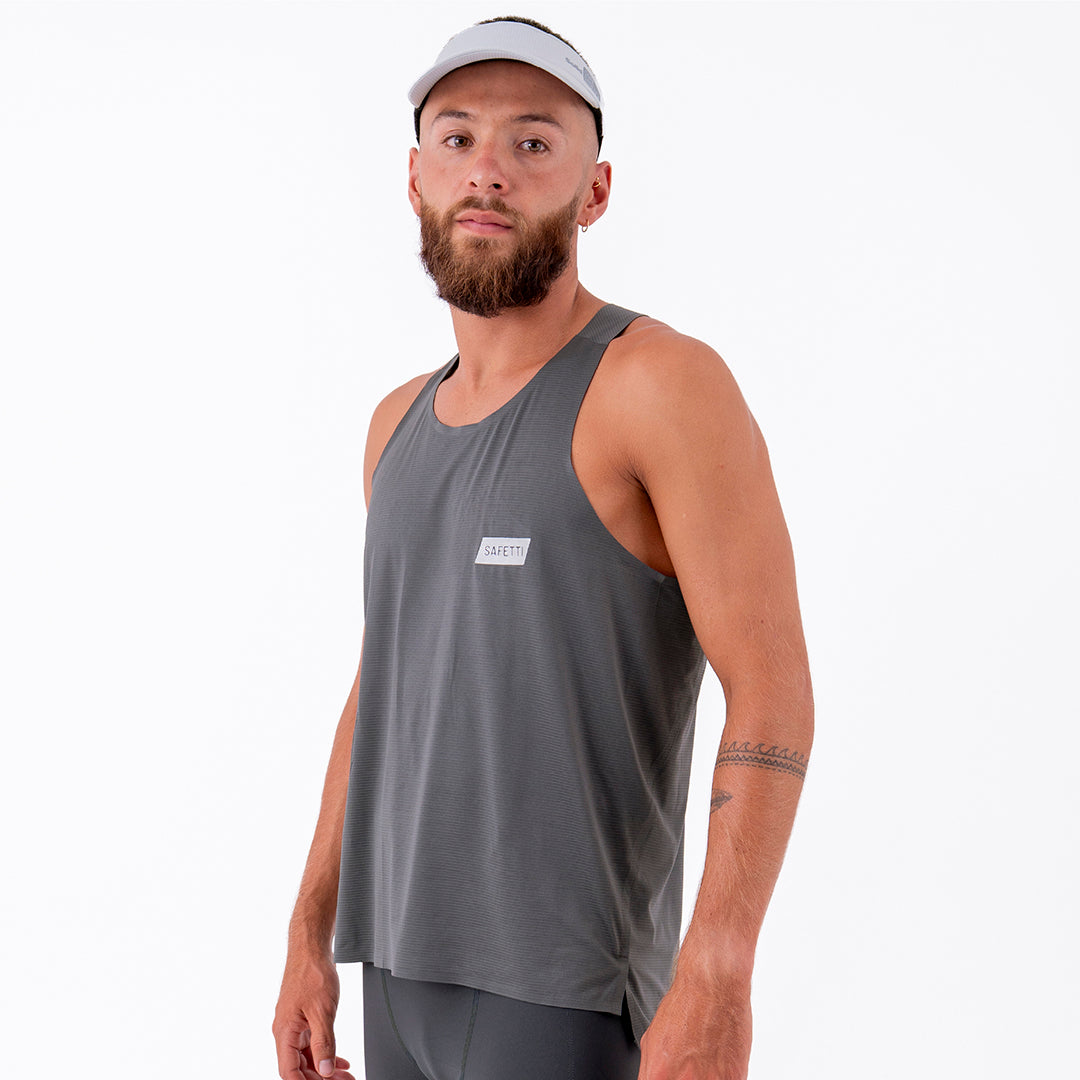 CAMISETA RUNNING MANGA SISA LEVIT GRIS PARA HOMBRE