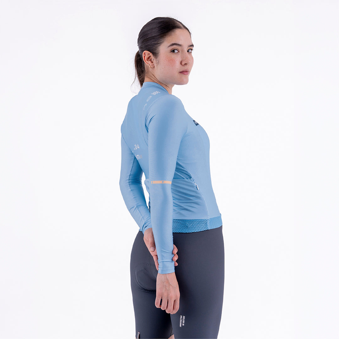 CAMISA CICLISMO MANGA LARGA SOLID BLUE AURA PARA MUJER