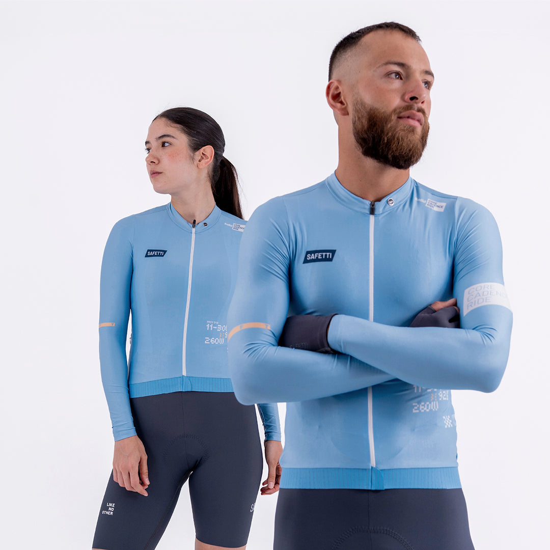 CAMISA CICLISMO MANGA LARGA SOLID BLUE AURA PARA HOMBRE