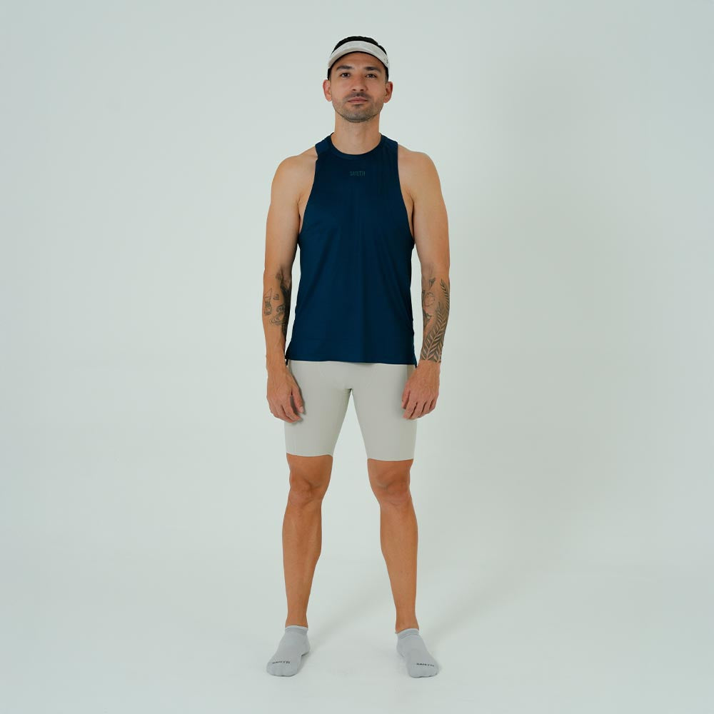 CAMISETA RUNNING MANGA SISA PACELINE AZUL OSCURO PARA HOMBRE