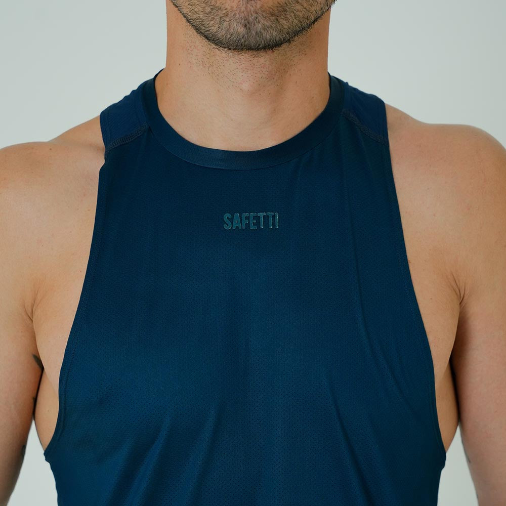 CAMISETA RUNNING MANGA SISA PACELINE AZUL OSCURO PARA HOMBRE