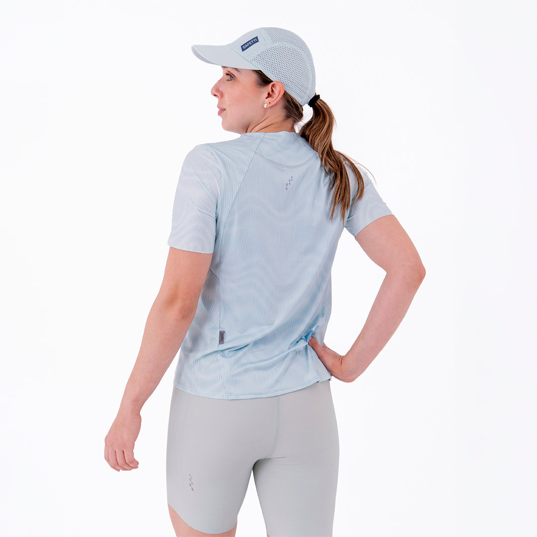 CAMISETA RUNNING MANGA CORTA PRO 405 AZUL CLARO PARA MUJER