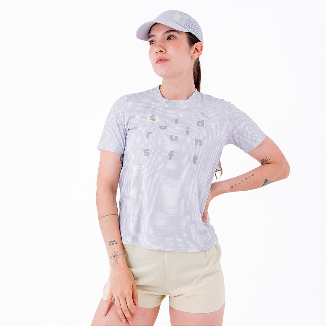 CAMISETA RUNNING MANGA CORTA PRO 405 GRIS CLARO PARA MUJER