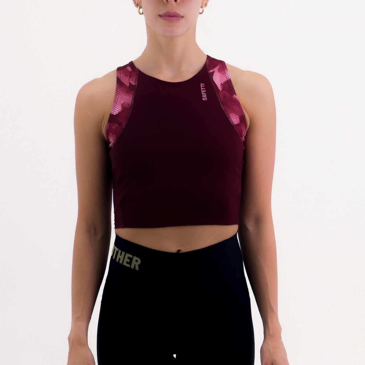 CROPTOP RUNNING/PÁDEL POCKET WINE PARA MUJER