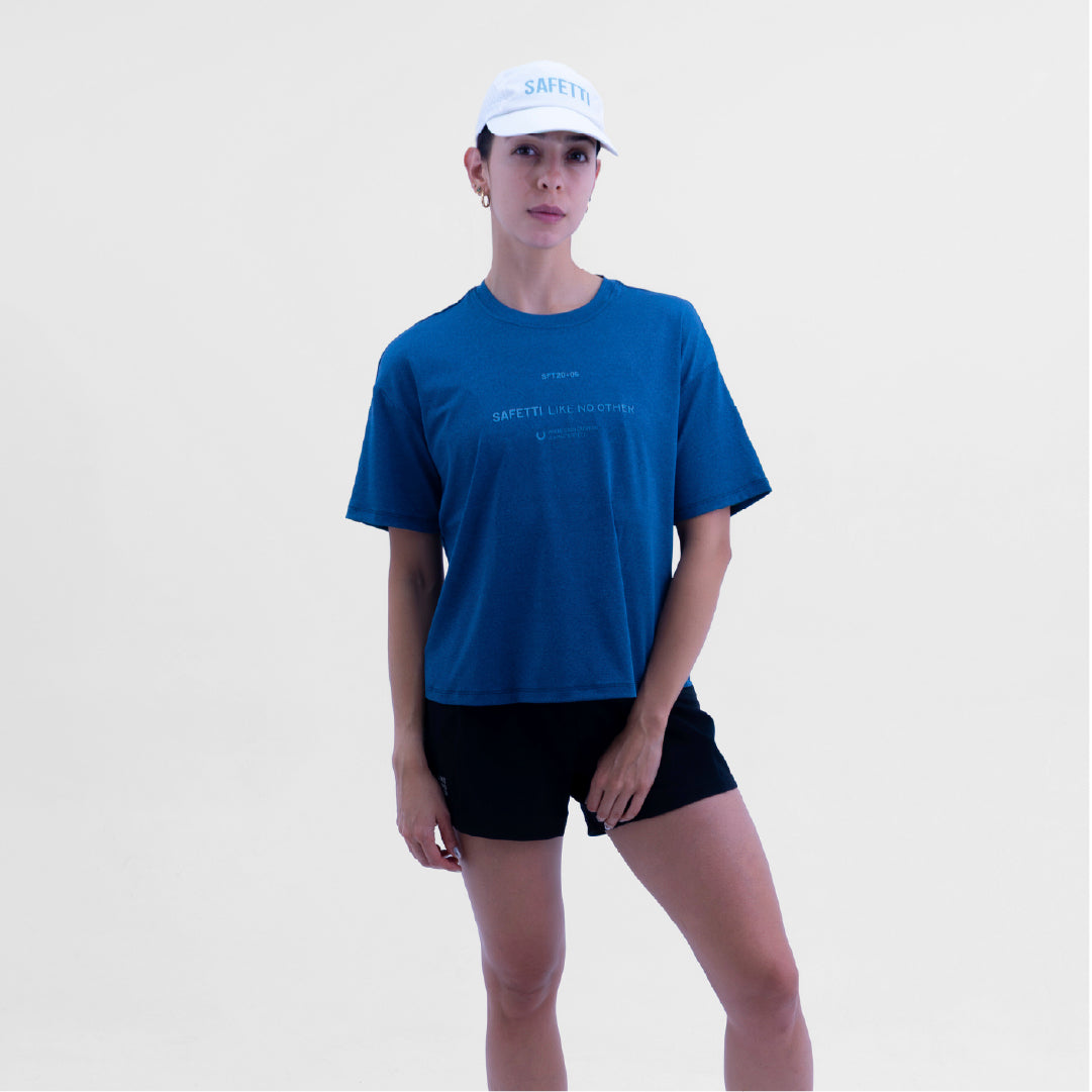 CAMISETA LIFESTYLE MANGA CORTA ROAM OVERSIZE BLUE PARA MUJER