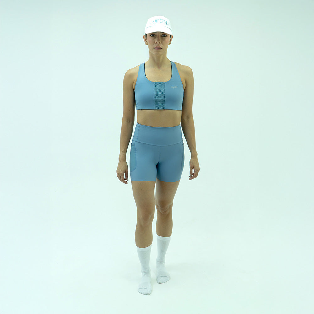 SHORT RUNNING TITAN CUT AZUL POLVO PARA MUJER