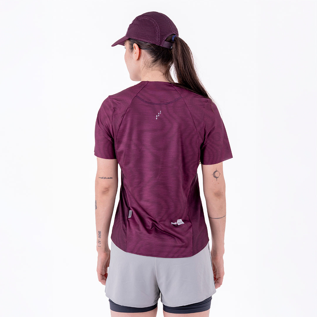 CAMISETA RUNNING MANGA CORTA PRO 405 CIRUELA PARA MUJER