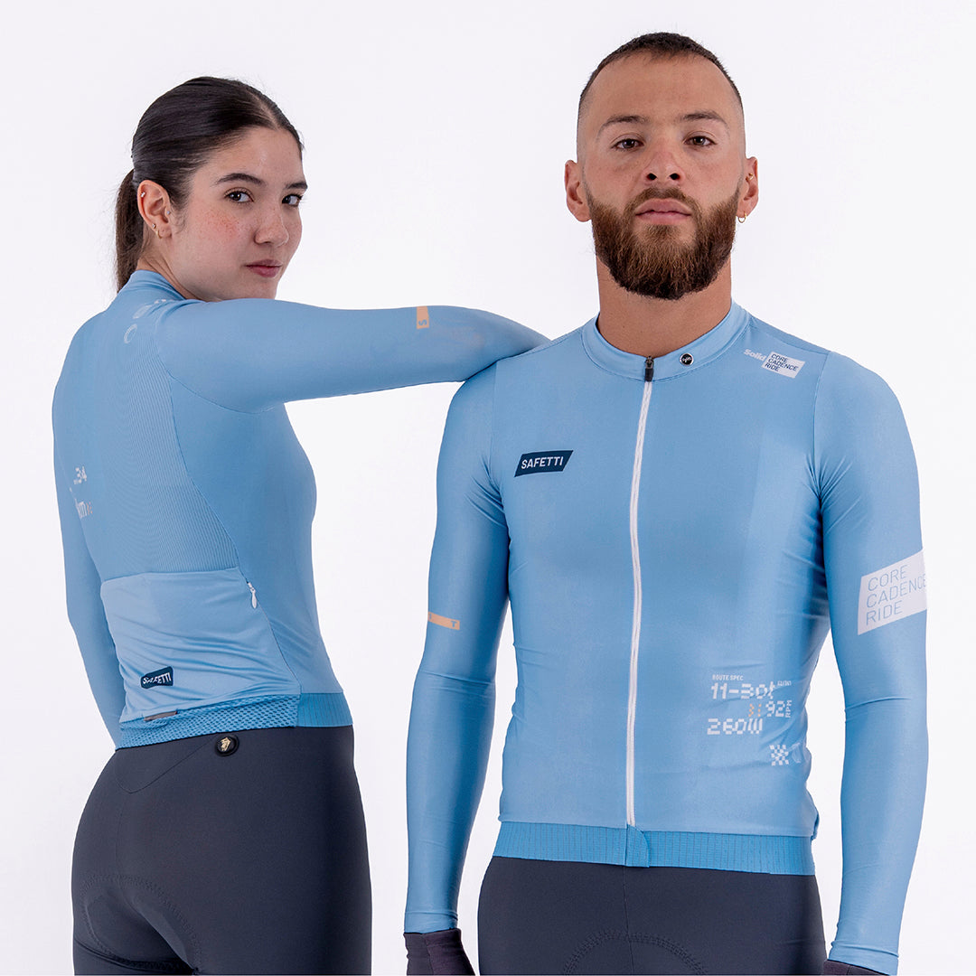 CAMISA CICLISMO MANGA LARGA SOLID BLUE AURA PARA MUJER