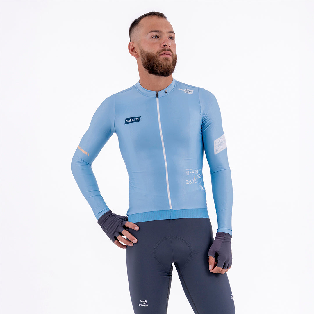 CAMISA CICLISMO MANGA LARGA SOLID BLUE AURA PARA HOMBRE