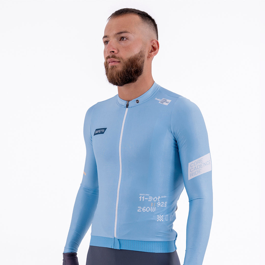 CAMISA CICLISMO MANGA LARGA SOLID BLUE AURA PARA HOMBRE