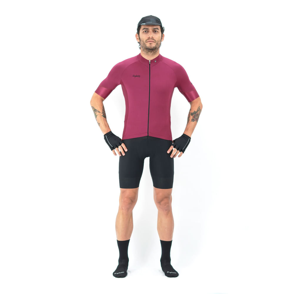 CAMISA CICLISMO MANGA CORTA BASIC RED WINE SLIM PARA HOMBRE