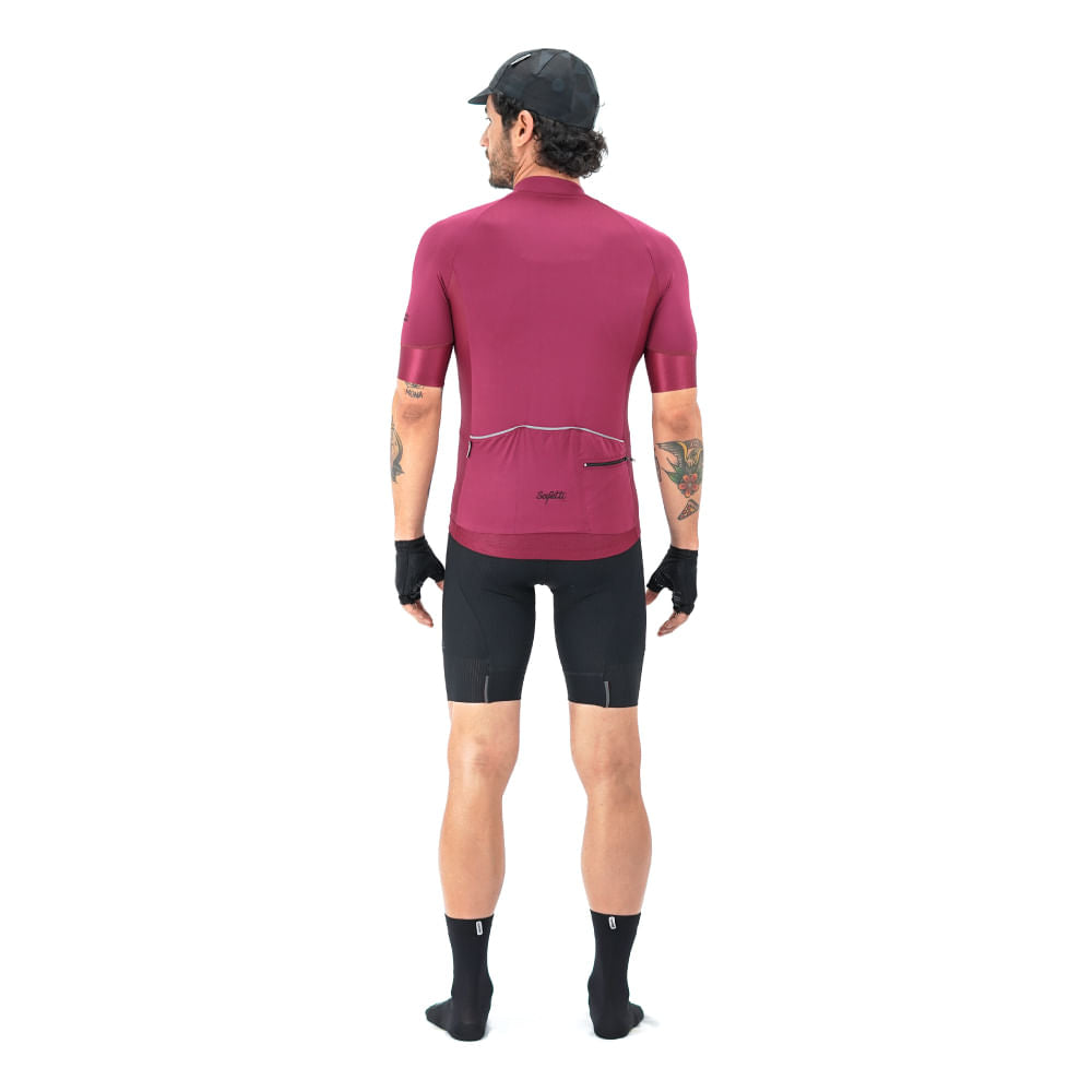 CAMISA CICLISMO MANGA CORTA BASIC RED WINE SLIM PARA HOMBRE