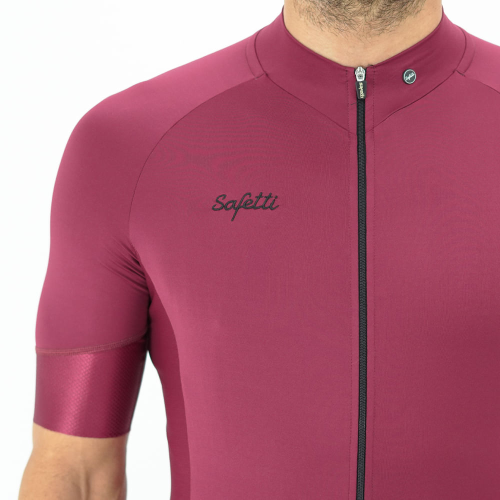 CAMISA CICLISMO MANGA CORTA BASIC RED WINE SLIM PARA HOMBRE