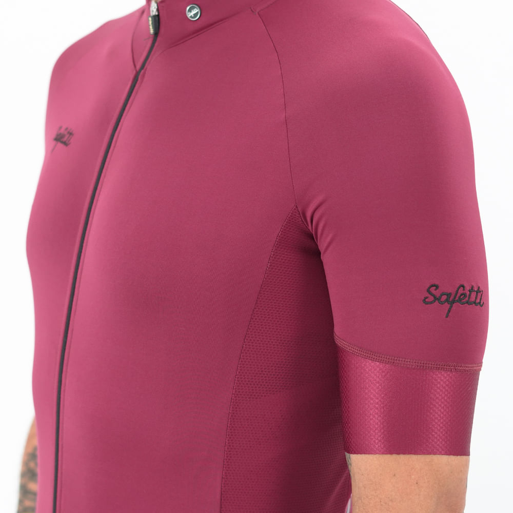 CAMISA CICLISMO MANGA CORTA BASIC RED WINE SLIM PARA HOMBRE