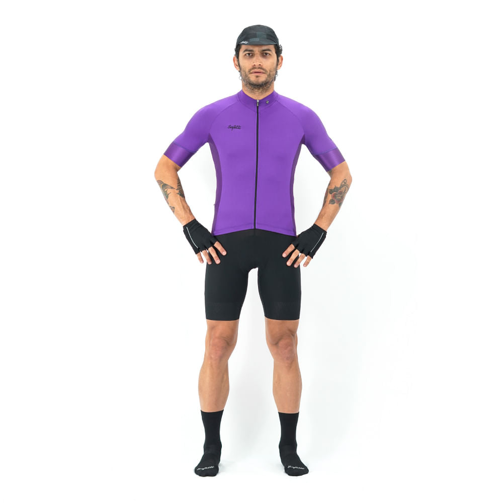 CAMISA CICLISMO MANGA CORTA BASIC VIOLET SLIM PARA HOMBRE