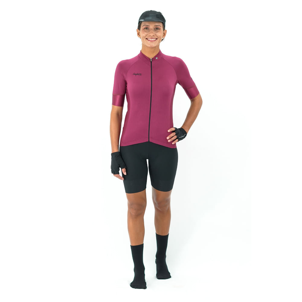 CAMISA CICLISMO BASIC RED WINE SLIM PARA MUJER