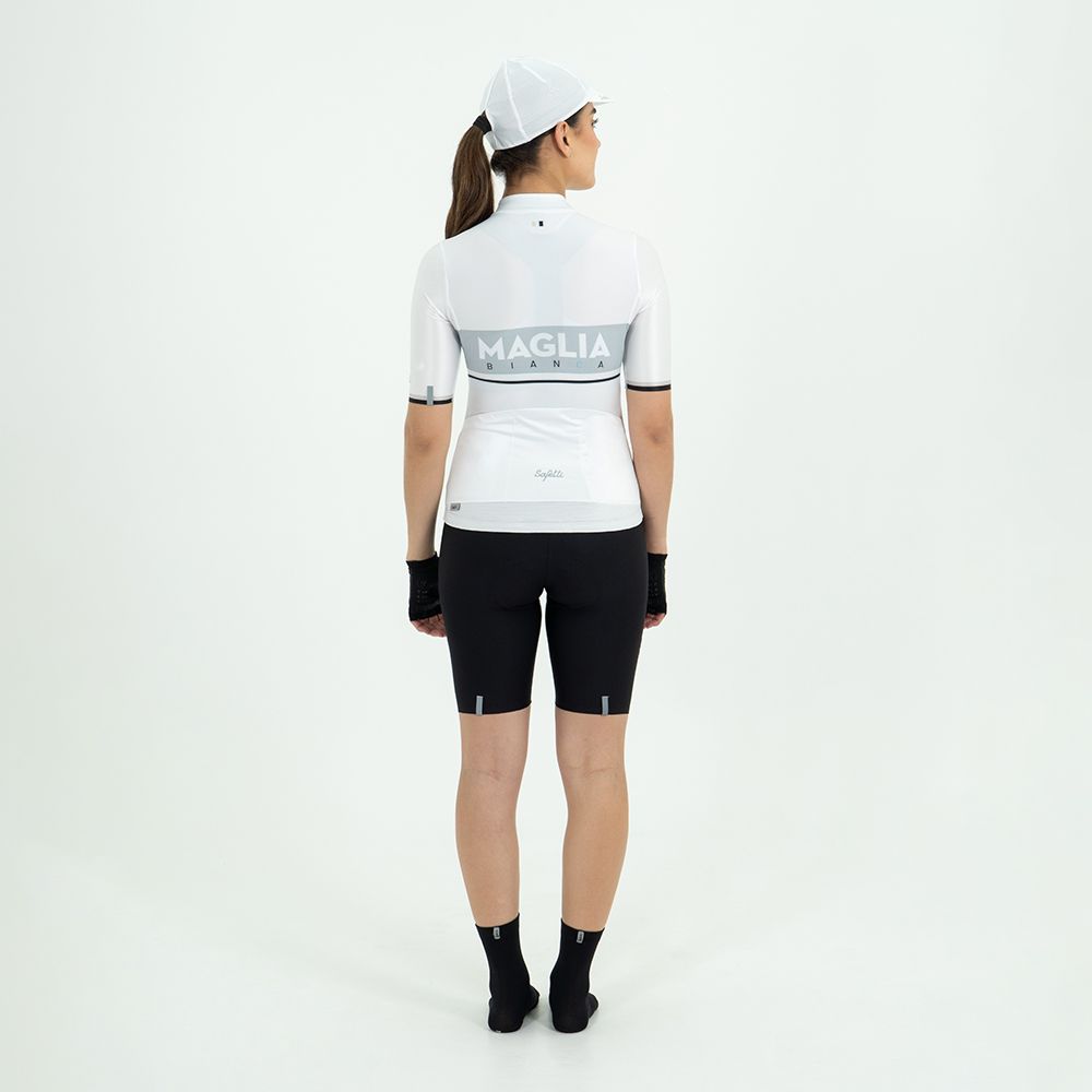 CAMISA CICLISMO MANGA CORTA LA MAGLIA BIANCA PARA MUJER