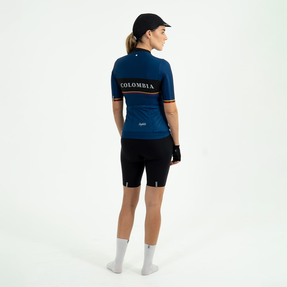 CAMISA CICLISMO MANGA CORTA COLOMBIA 24 BLUE PARA MUJER