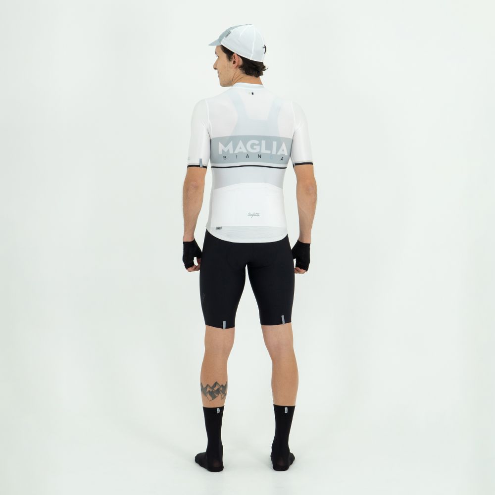 CAMISA CICLISMO MANGA CORTA LA MAGLIA BIANCA PARA HOMBRE