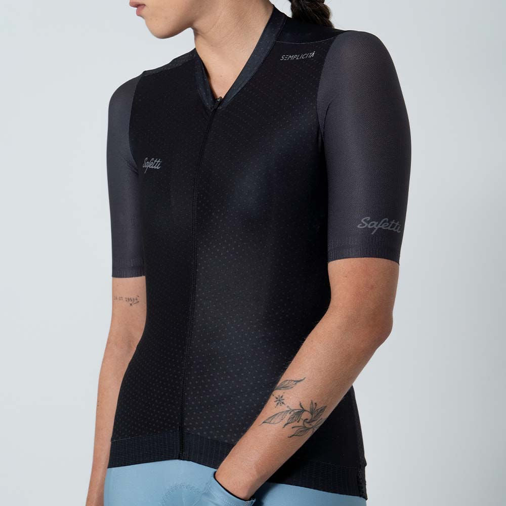 CAMISA CICLISMO MANGA CORTA NERO PARA MUJER