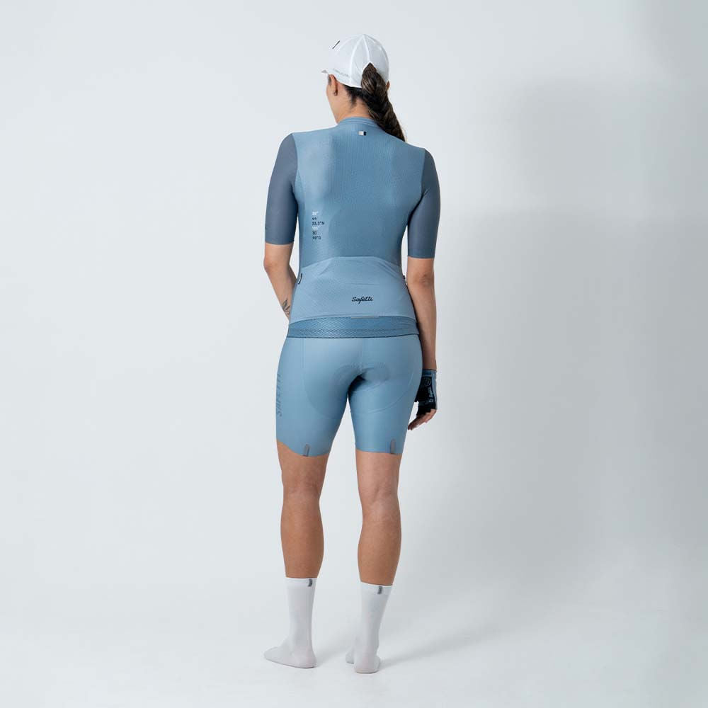 CAMISA CICLISMO MANGA CORTA AZUL POLVO PARA MUJER