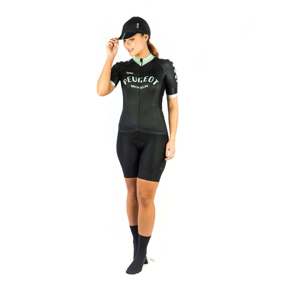 CAMISA CICLISMO MANGA CORTA PEUGEOT BLACK PARA MUJER