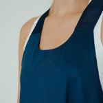 CAMISETA RUNNING MANGA SISA PACELINE AZUL OSCURO PARA MUJER