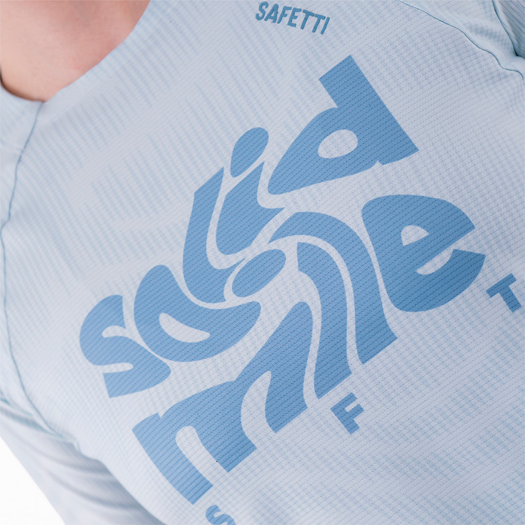CAMISETA RUNNING MANGA CORTA PRO 405 AZUL CLARO PARA MUJER