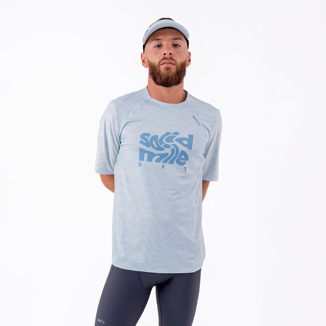 CAMISETA RUNNING MANGA CORTA PRO 405 AZUL CLARO PARA HOMBRE