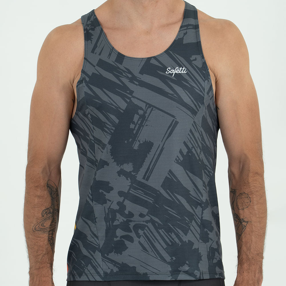 CAMISETA RUNNING MANGA SISA GRUNGE GRAY PARA HOMBRE