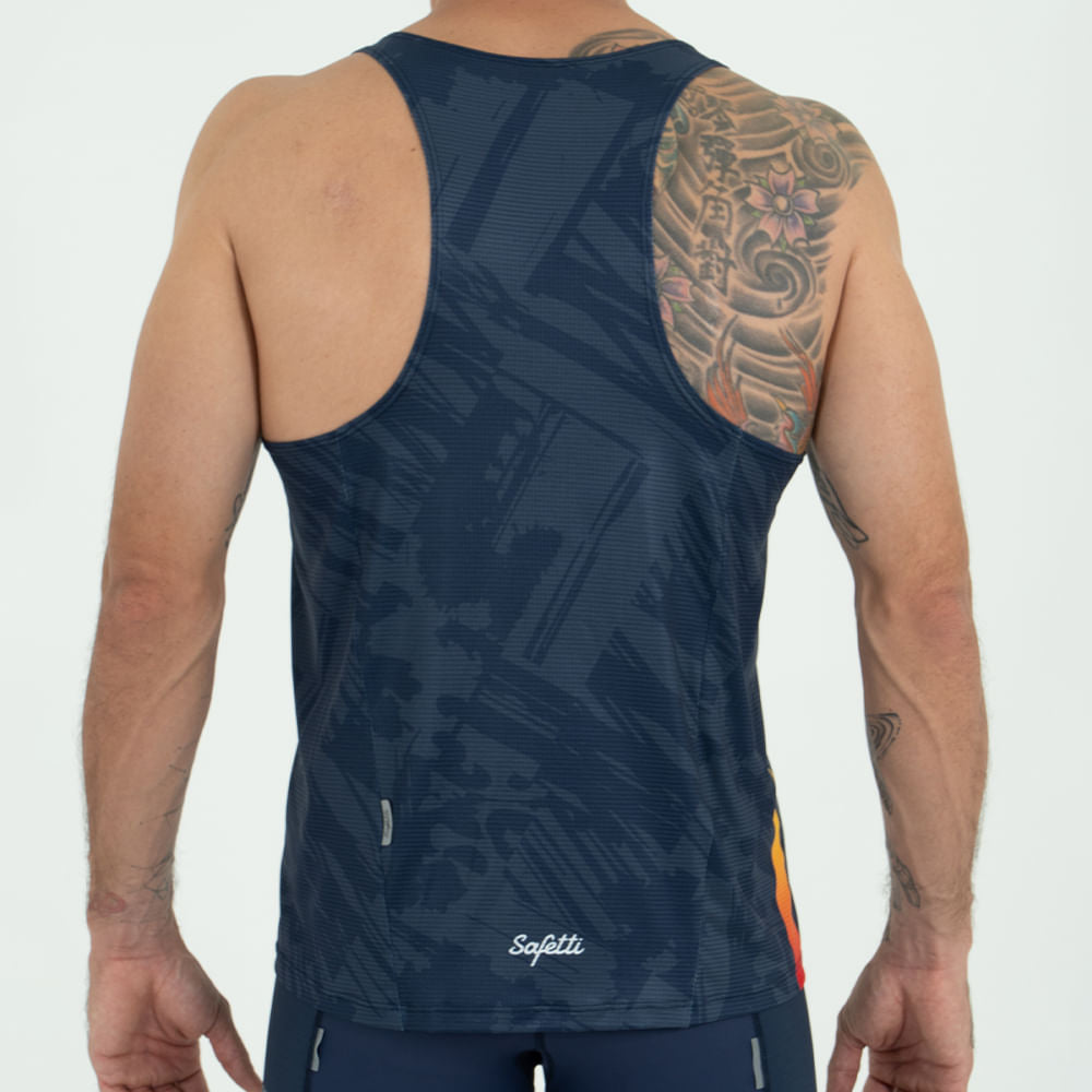 CAMISETA RUNNING MANGA SISA GRUNGE BLUE PARA HOMBRE