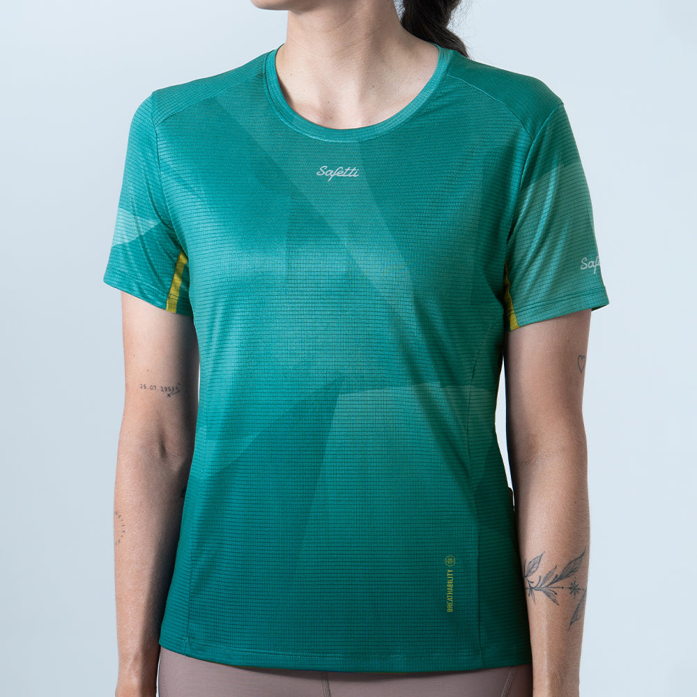 CAMISETA RUNNING MANGA CORTA ESMERALDA PARA MUJER