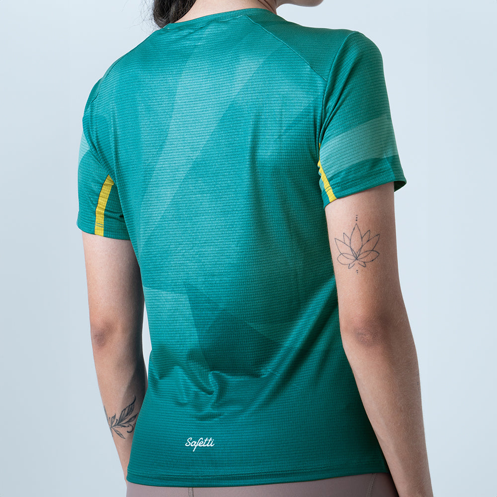 CAMISETA RUNNING MANGA CORTA ESMERALDA PARA MUJER