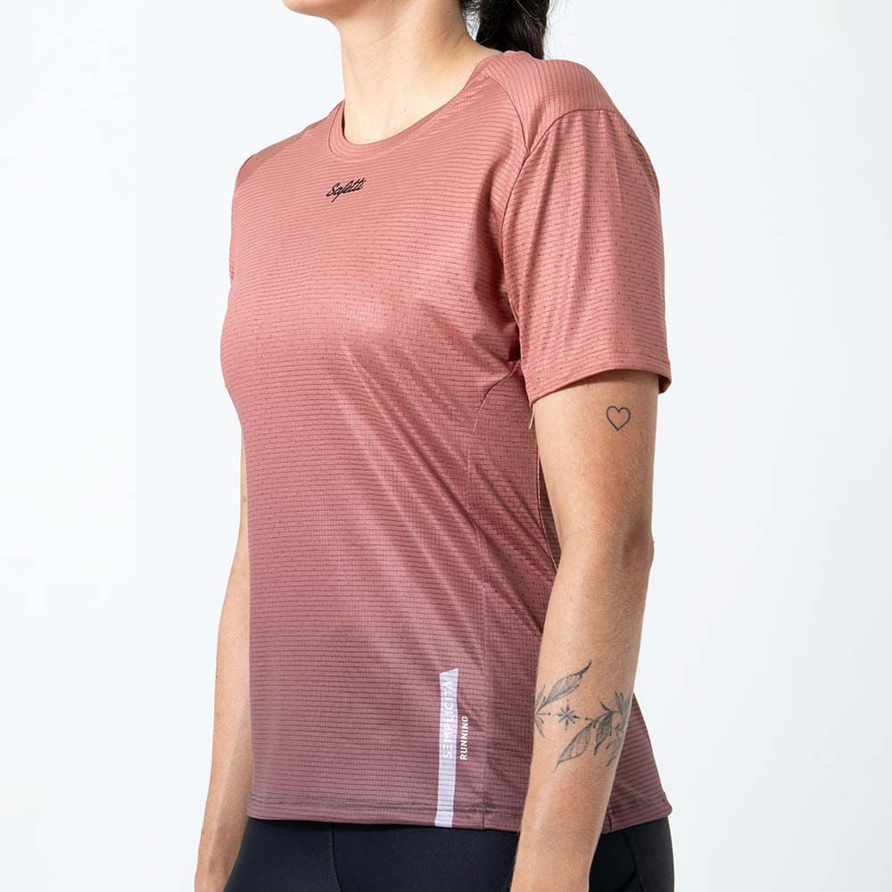 CAMISETA RUNNING MANGA CORTA SICILIA ROSA PONCHE PARA MUJER