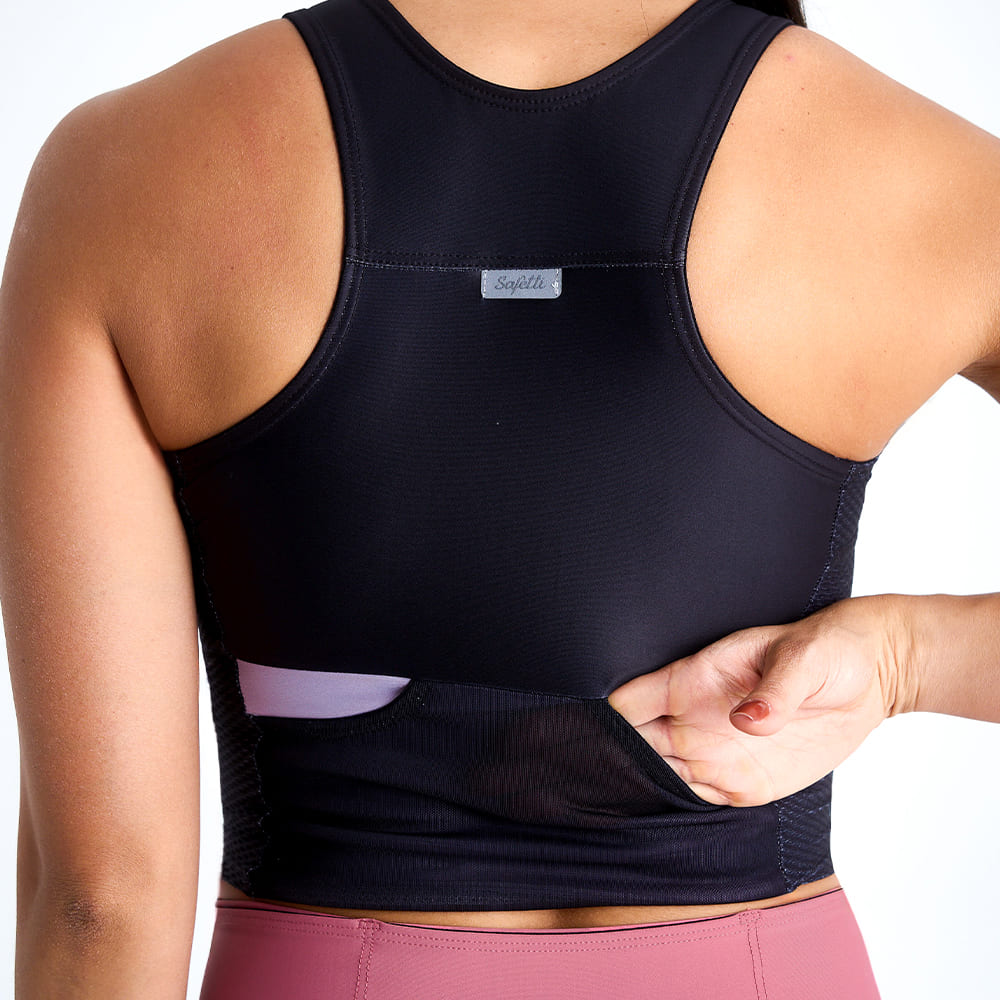 TOP RUNNING/PADEL POCKET BLACK PARA MUJER