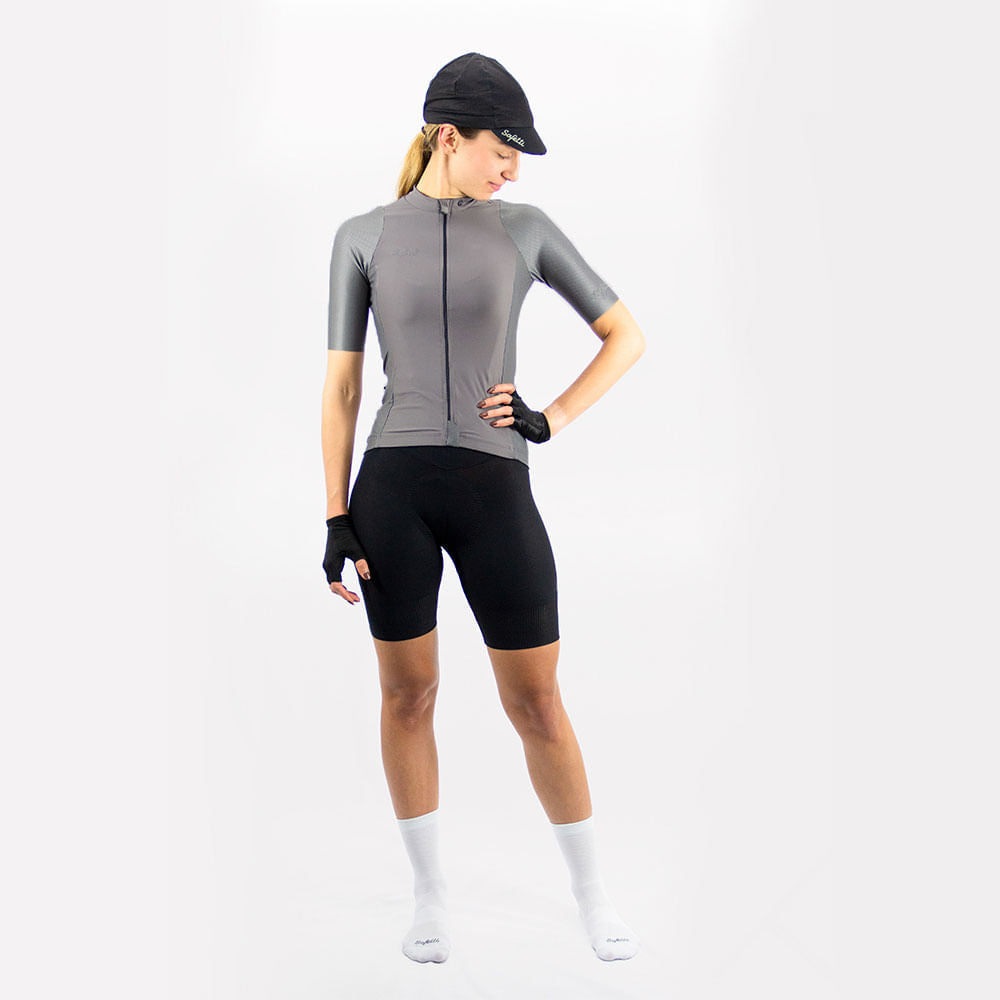 CAMISA CICLISMO MANGA CORTA GRIGIO PARA MUJER