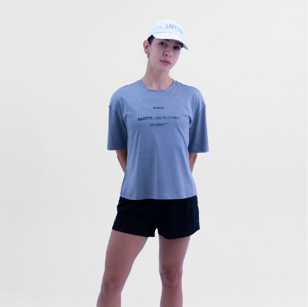 CAMISETA LIFESTYLE MANGA CORTA ROAM OVERSIZE GRAY PARA MUJER