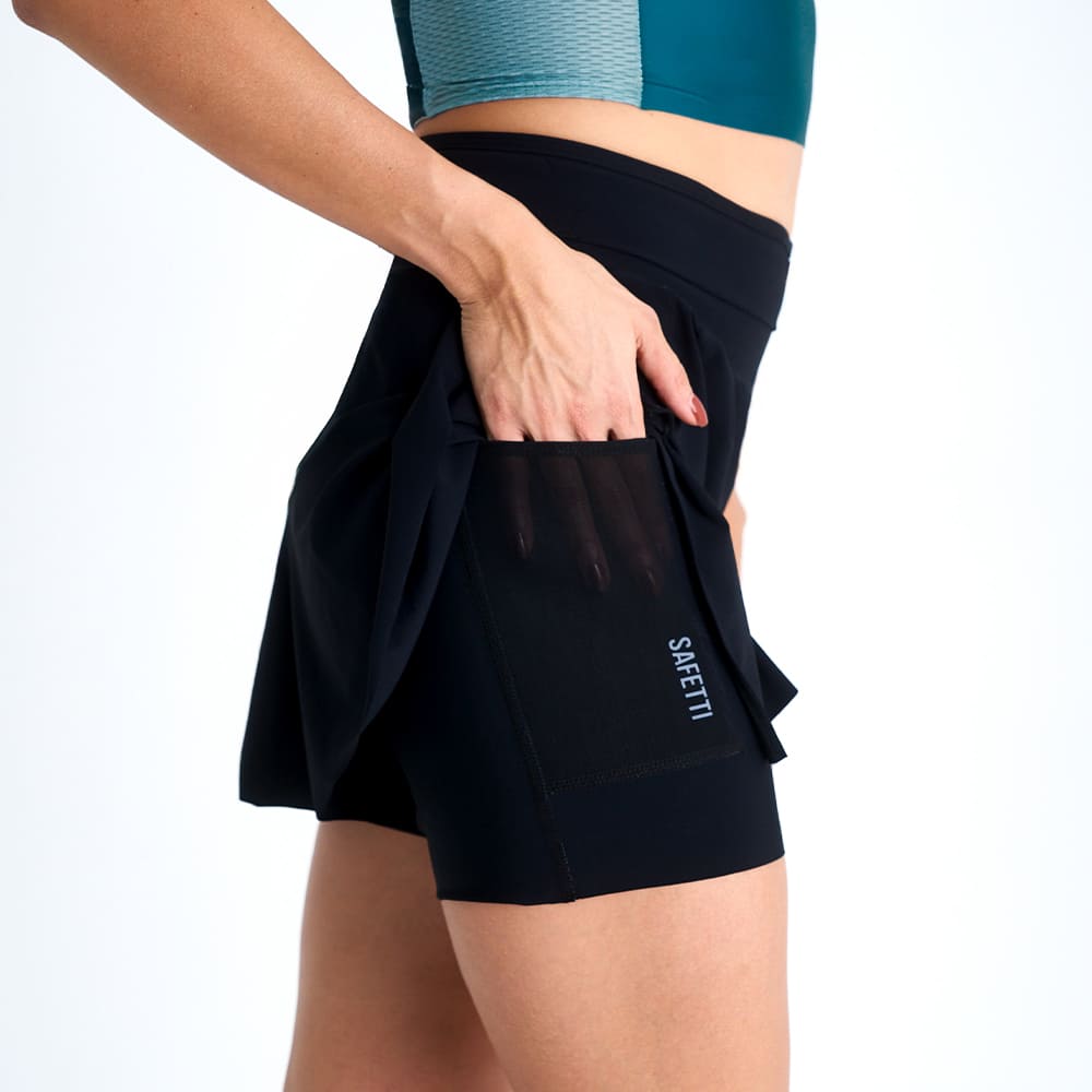 PANTALONETA RUNNING/PADEL CON SHORT INTERNO BREEZE NERO PARA MUJER